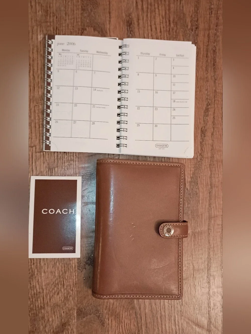 Coach 2006 Vintage Brown Leather Planning Diary And Address Book